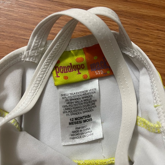 Penelope Mack White and Yellow Polka Dot Toddler Swimsuit Top - Picture 3 of 3